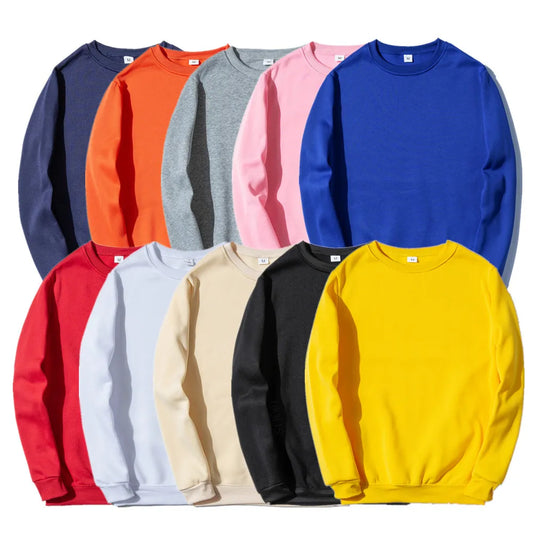 O-Neck Solid Sweatshirts Hoodies Autumn Winter Warm Fleece Sweatshirt High Quality Men Tops Male Brand Hip Hop Pullover Clothing