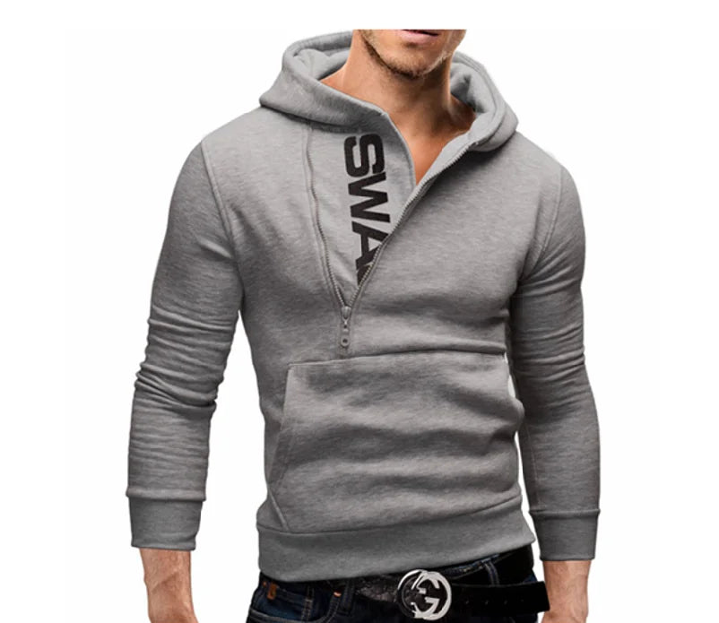 Mans Spring and Autumn Hoodies Letter Fleece Hooded Sweatshirt Patchwork Color Warm Plus Velvet Zipper Hoodies 6XL