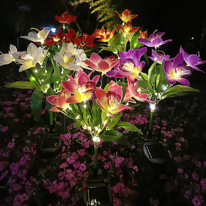 7Head LED Solar Simulation Rose lilies Flower LED Light Garden Yard Lawn Night Lamp Landscape Garden Home Decoration Flowers